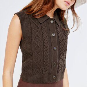 ARITZIA Sunday Best Flynn Button Sweater Vest "Rich Mocha Brown" XS 95143